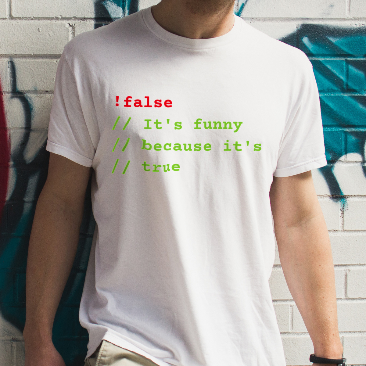 Programista False True - Męska Koszulka Biała
