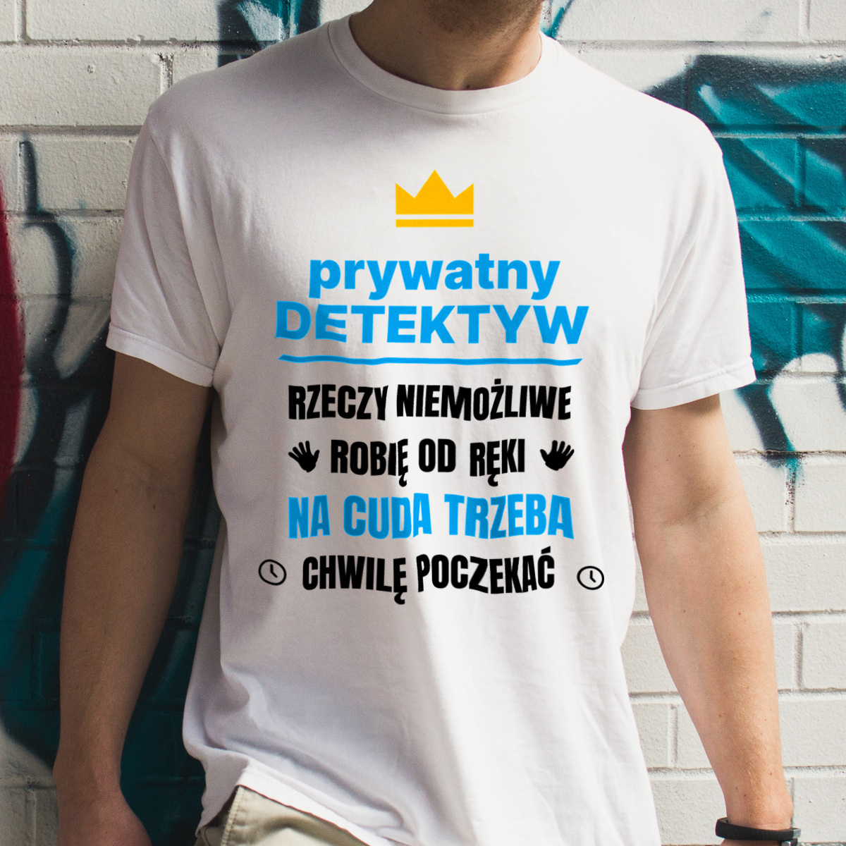 Prywatny Detektyw Rzeczy Niemożliwe Robię Od Ręki - Męska Koszulka Biała