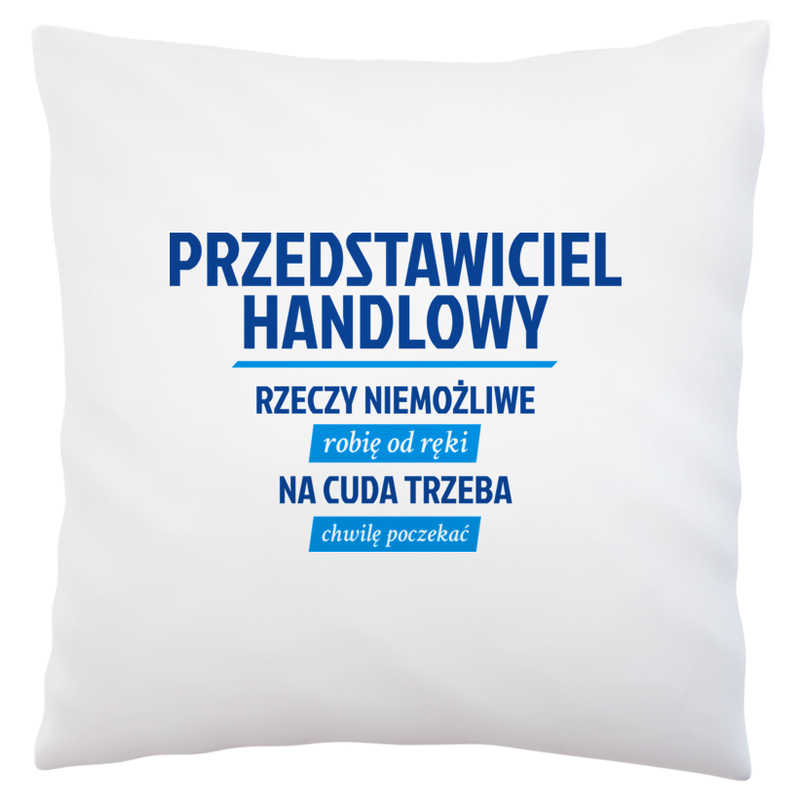 Przedstawiciel Handlowy - Rzeczy Niemożliwe Robię Od Ręki - Na Cuda Trzeba Chwilę Poczekać - Poduszka Biała