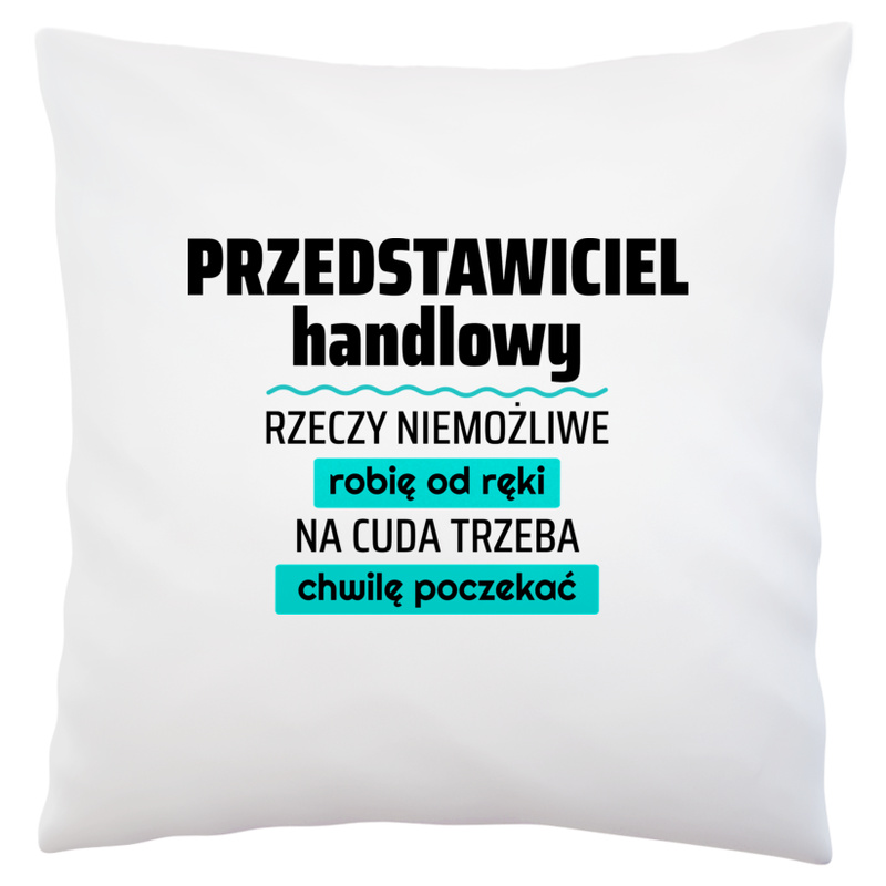 Przedstawiciel Handlowy - Rzeczy Niemożliwe Robię Od Ręki - Na Cuda Trzeba Chwilę Poczekać - Poduszka Biała