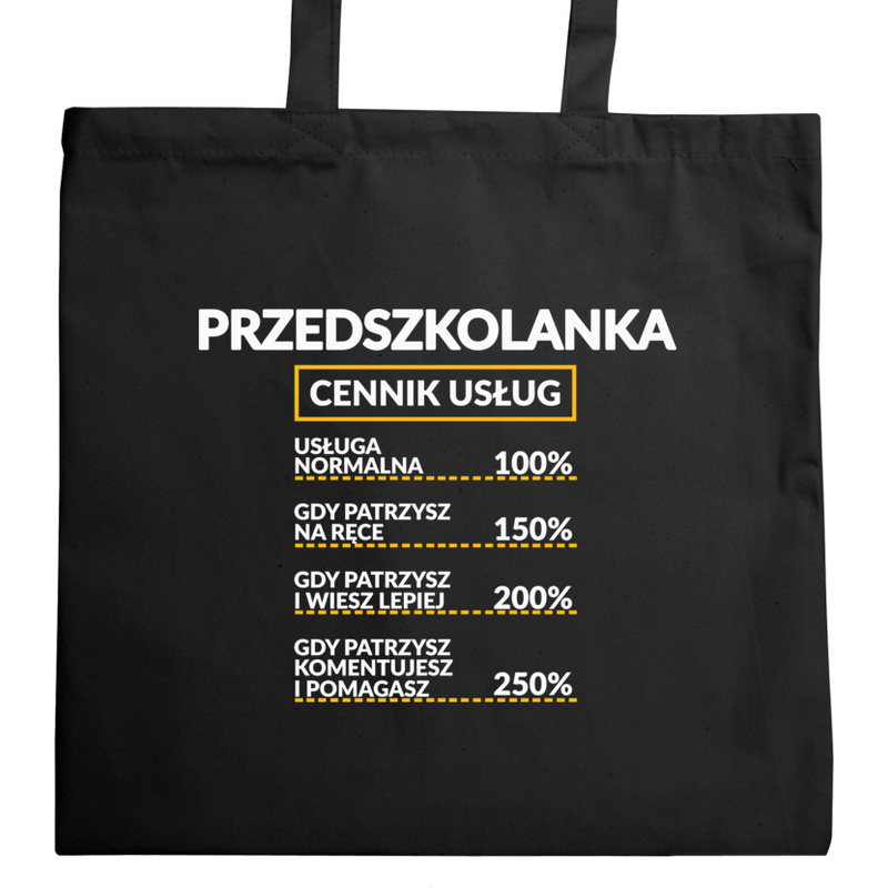 Przedszkolanka - Cennik Usług - Torba Na Zakupy Czarna