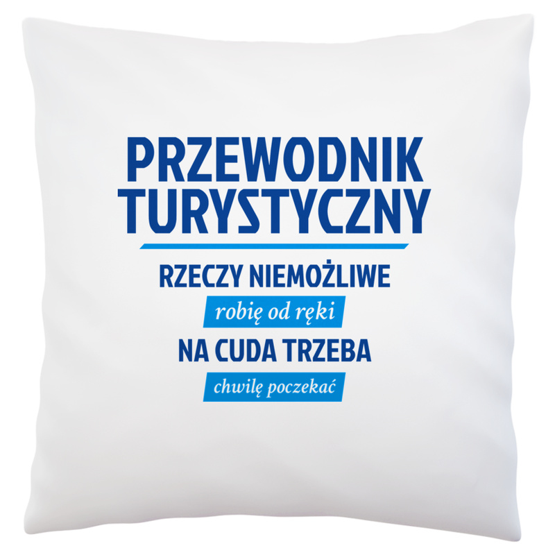 Przewodnik Turystyczny - Rzeczy Niemożliwe Robię Od Ręki - Na Cuda Trzeba Chwilę Poczekać - Poduszka Biała