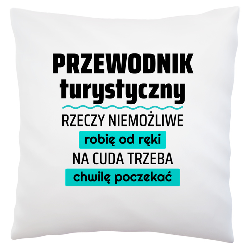 Przewodnik Turystyczny - Rzeczy Niemożliwe Robię Od Ręki - Na Cuda Trzeba Chwilę Poczekać - Poduszka Biała