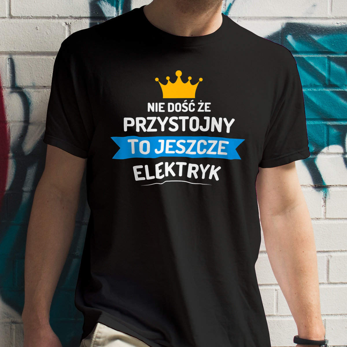 Przystojny Elektryk - Męska Koszulka Czarna