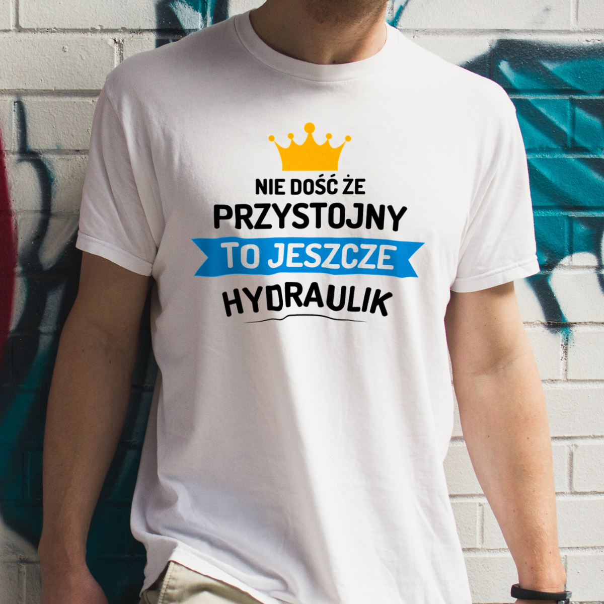 Przystojny Hydraulik - Męska Koszulka Biała