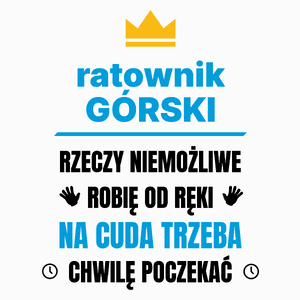 Ratownik Górski Rzeczy Niemożliwe Robię Od Ręki - Poduszka Biała