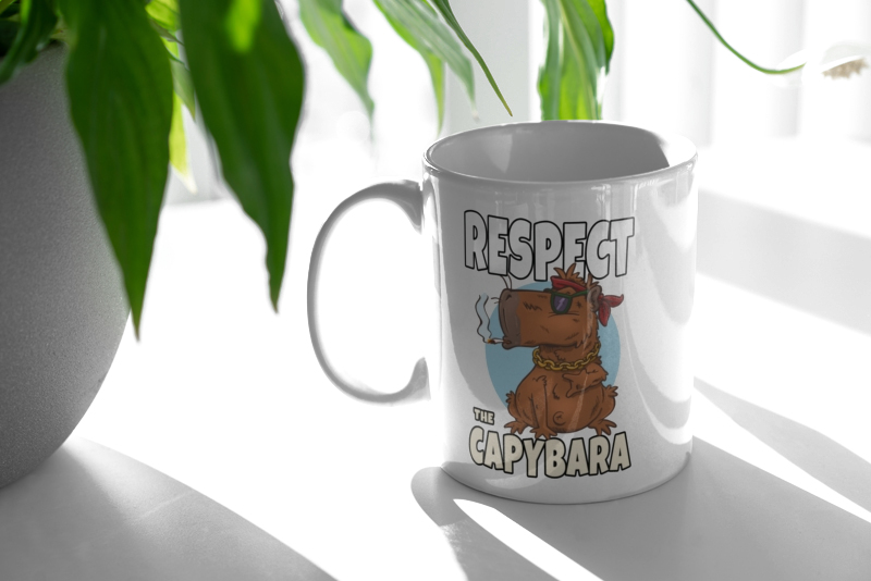 Respect Capybara Kapibara - Kubek Biały