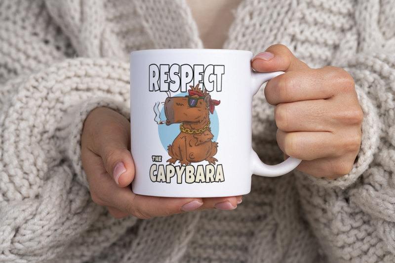 Respect Capybara Kapibara - Kubek Biały