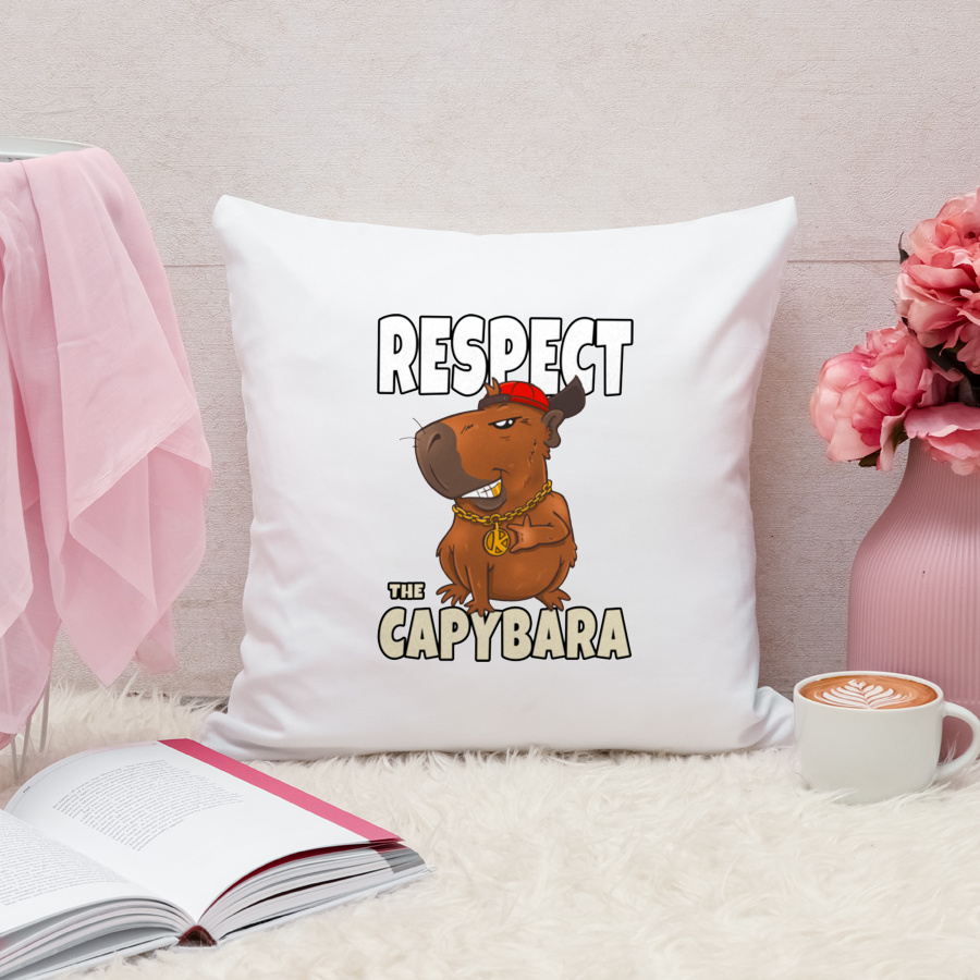 Respect the capybara kapibara - Poduszka Biała