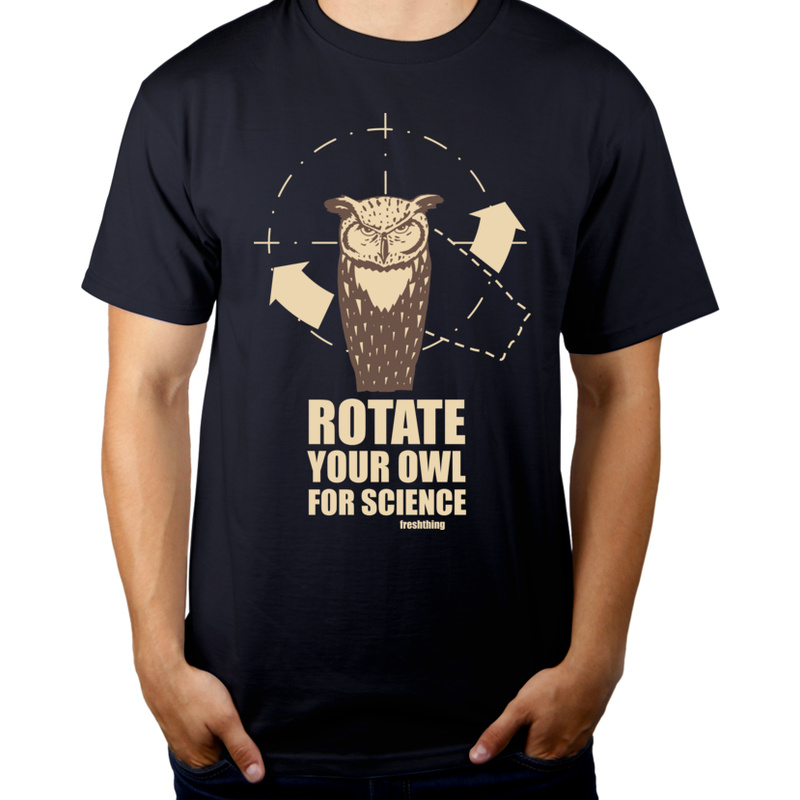 Rotate Your Owl For Science - Męska Koszulka Ciemnogranatowa