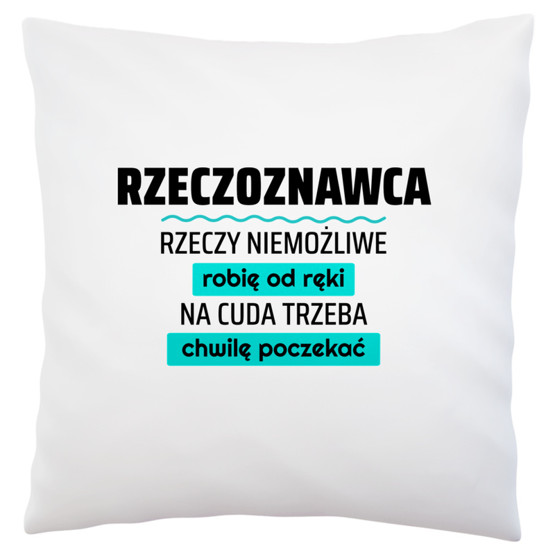 Rzeczoznawca - Rzeczy Niemożliwe Robię Od Ręki - Na Cuda Trzeba Chwilę Poczekać - Poduszka Biała