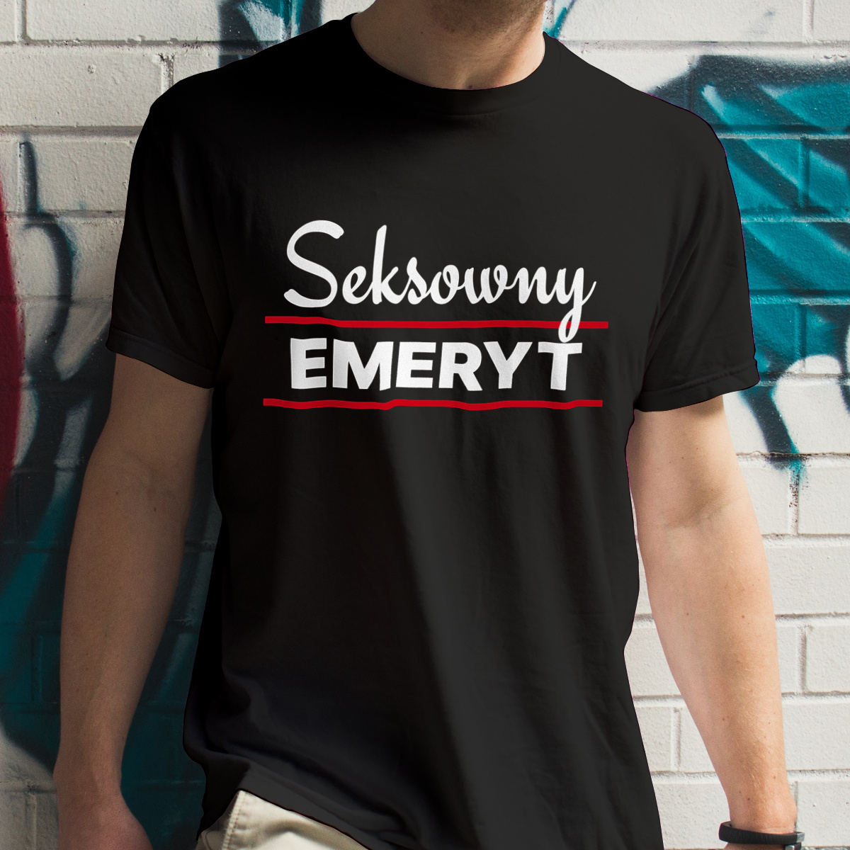 Seksowny Emeryt - Męska Koszulka Czarna