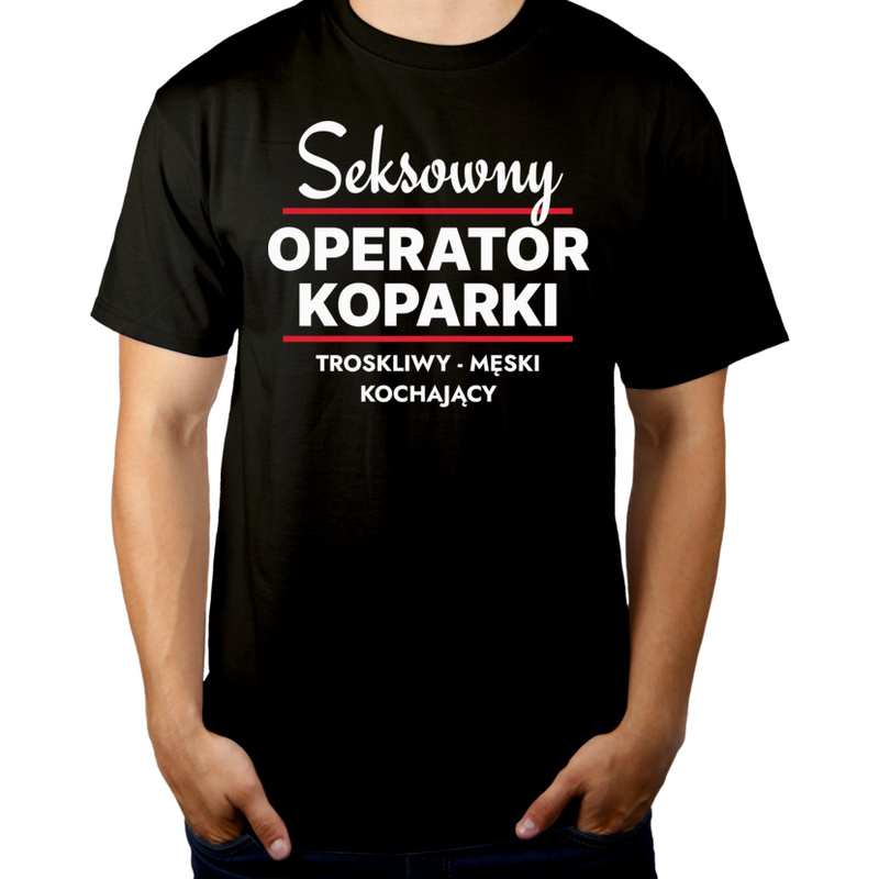 Seksowny Operator Koparki - Męska Koszulka Czarna