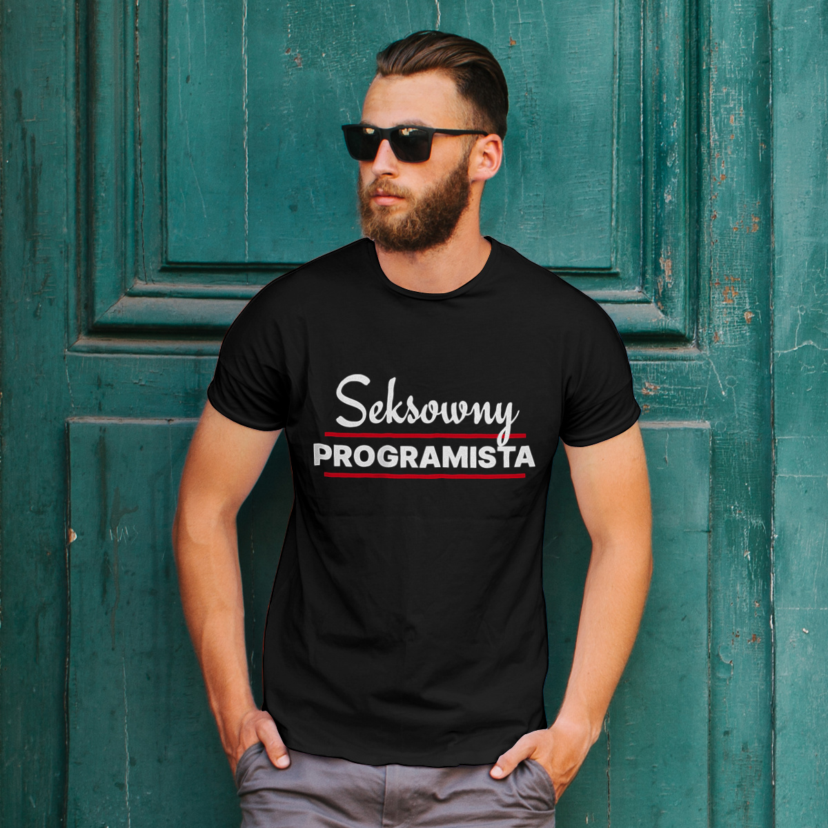 Seksowny Programista - Męska Koszulka Czarna