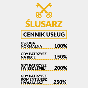 Ślusarz - Cennik Usług - Męska Koszulka Biała