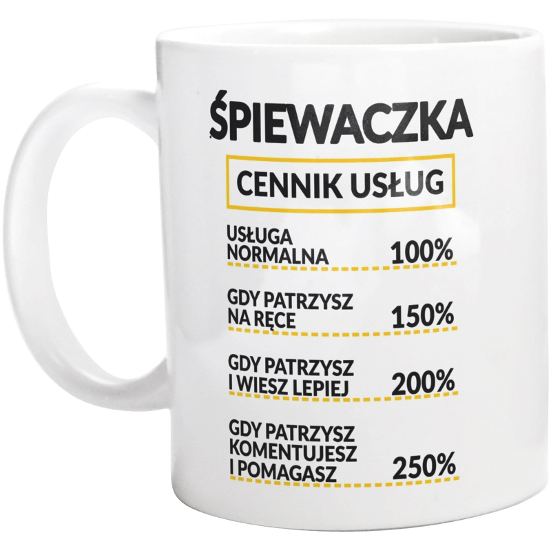 Śpiewaczka - Cennik Usług - Kubek Biały