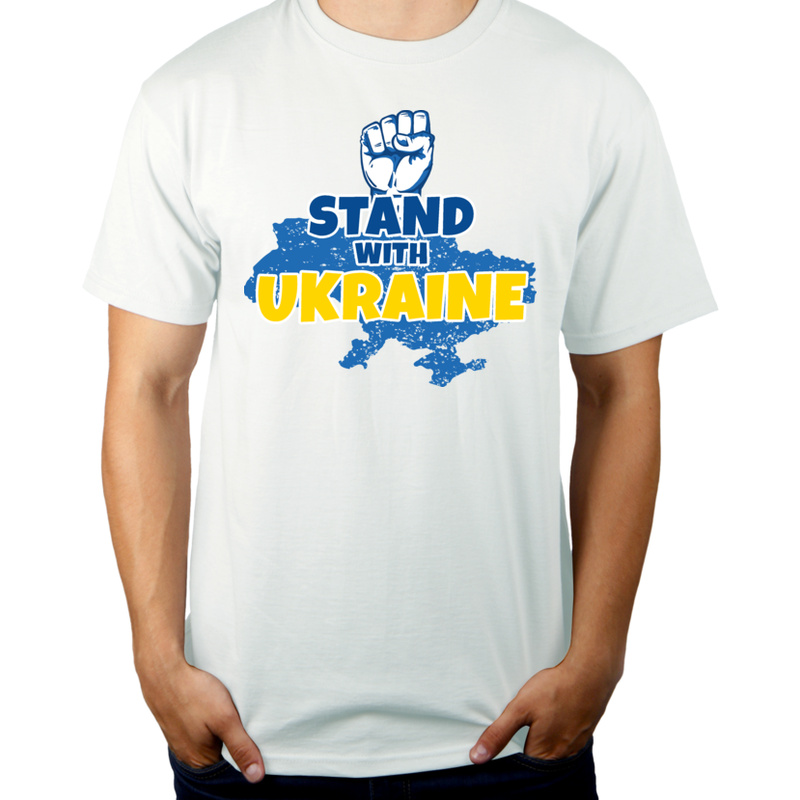 Stand With Ukraine - Męska Koszulka Biała