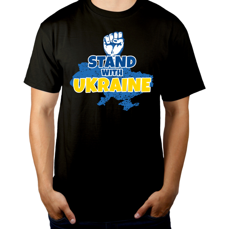 Stand With Ukraine - Męska Koszulka Czarna