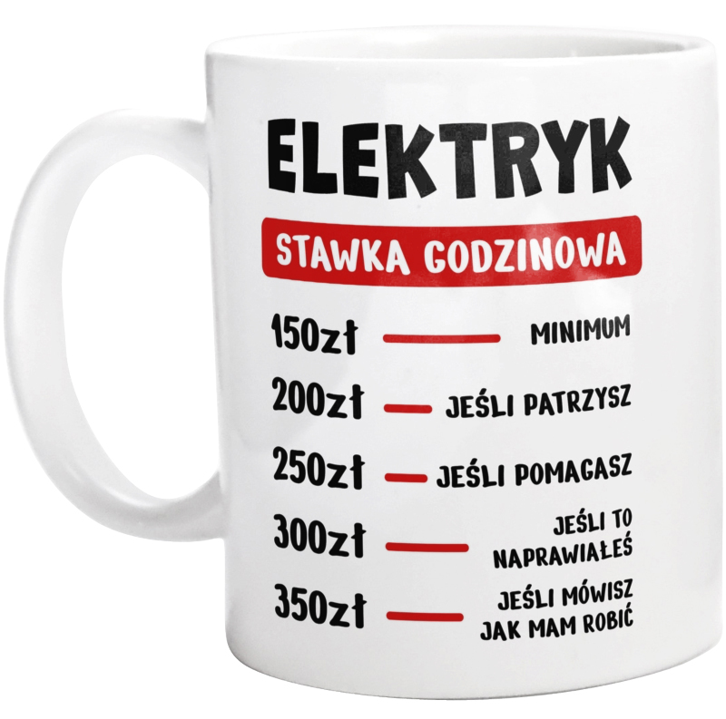 Stawka Godzinowa Elektryk - Kubek Biały