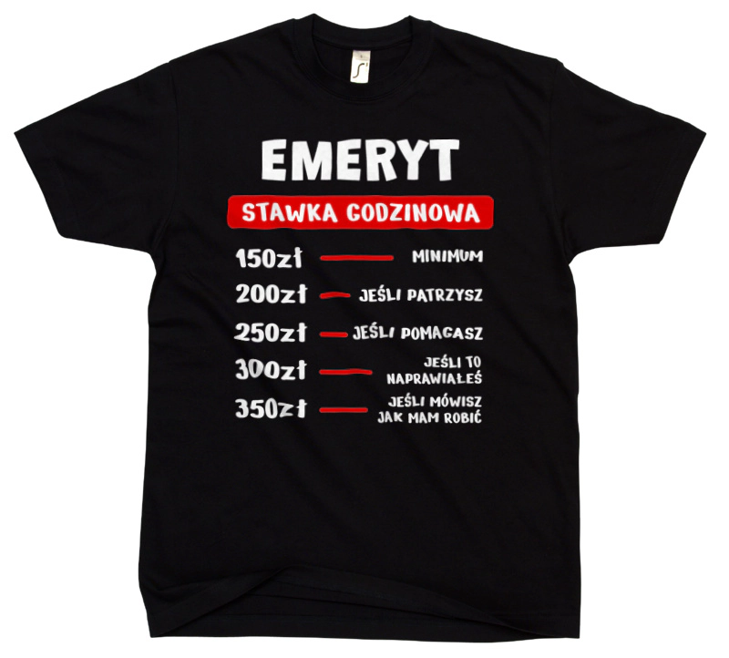 Stawka Godzinowa Emeryt - Męska Koszulka Czarna
