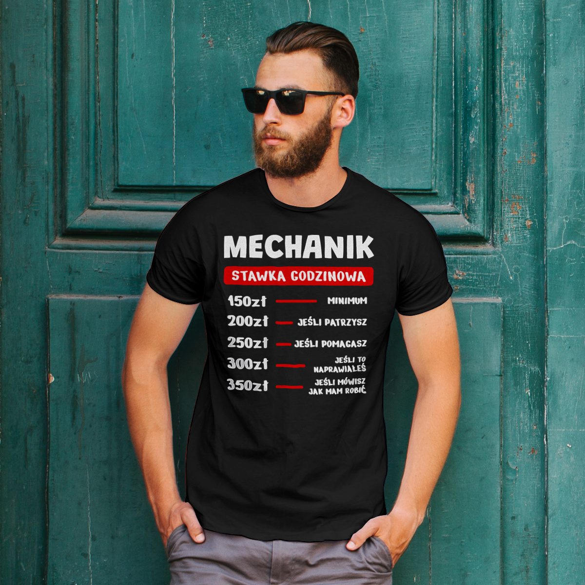 Stawka Godzinowa Mechanik - Męska Koszulka Czarna