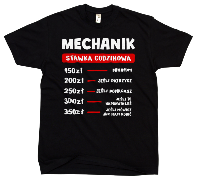 Stawka Godzinowa Mechanik - Męska Koszulka Czarna