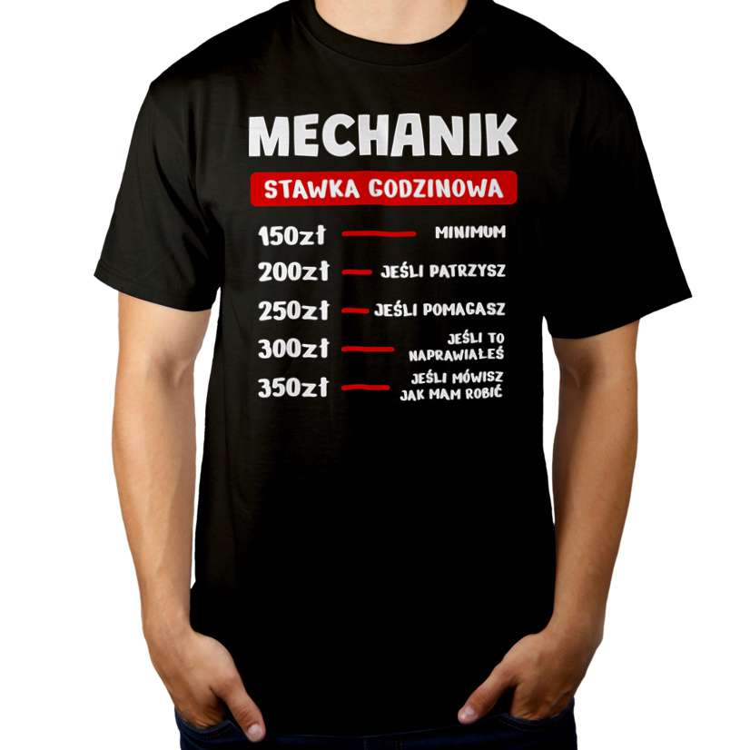 Stawka Godzinowa Mechanik - Męska Koszulka Czarna