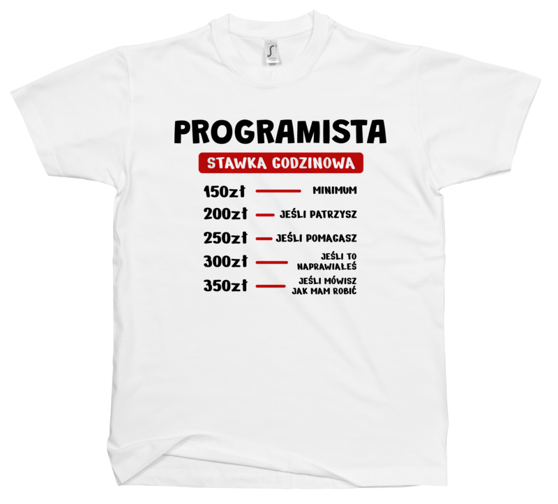 Stawka Godzinowa Programista - Męska Koszulka Biała