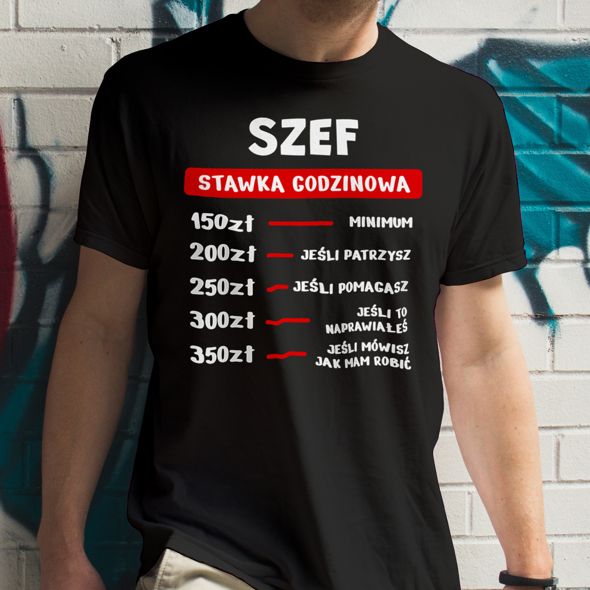 Stawka Godzinowa Szef - Męska Koszulka Czarna