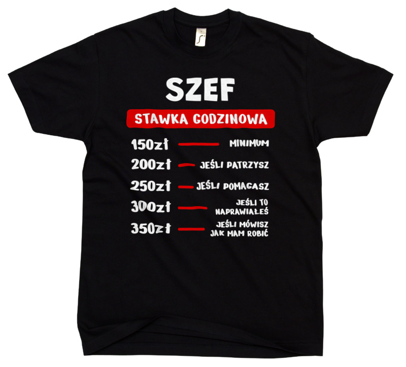Stawka Godzinowa Szef - Męska Koszulka Czarna