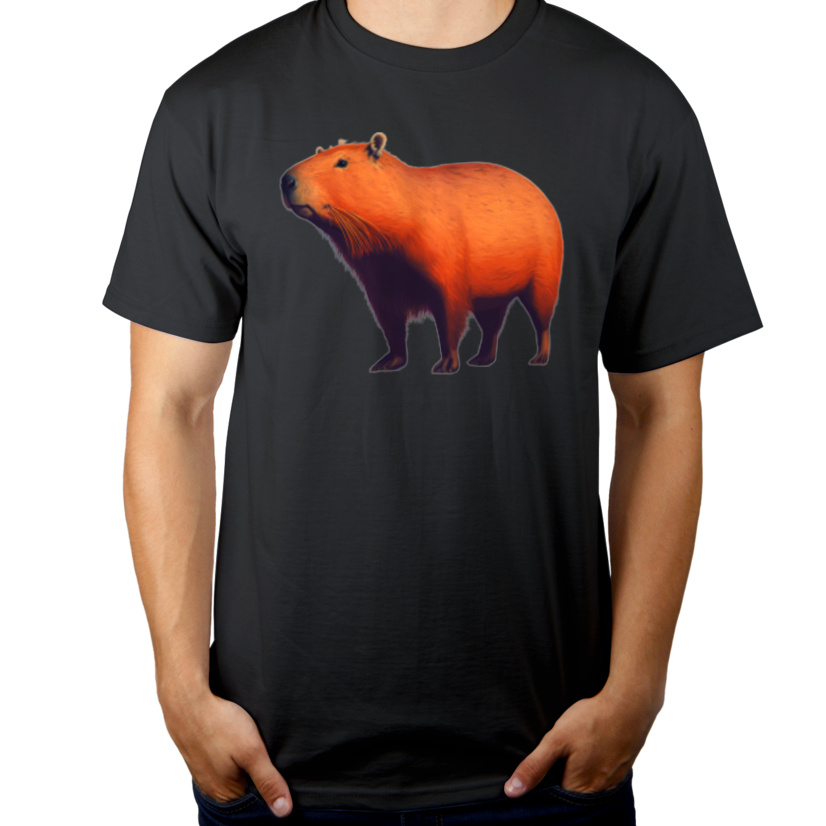 Stojąca Kapibara Capybara - Męska Koszulka Szara