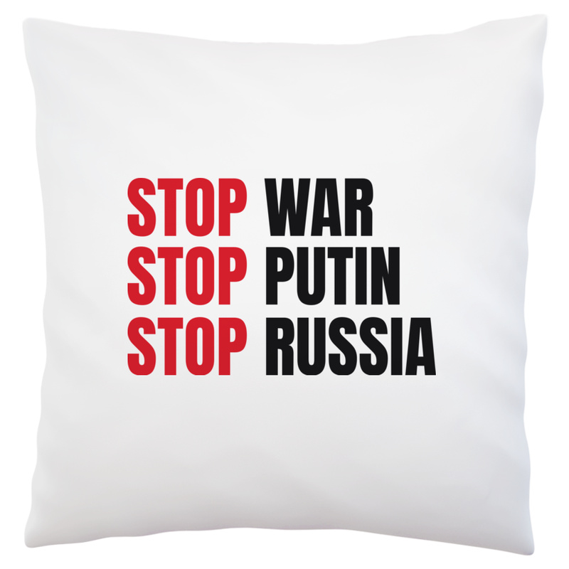 Stop War Stop Putin Stop Russia - Poduszka Biała