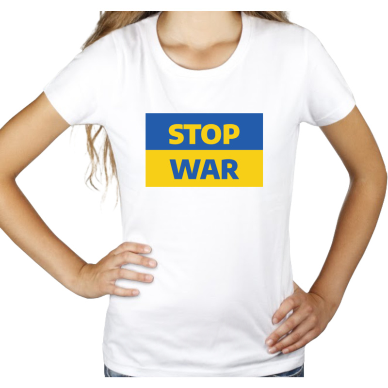 Stop War Ukraina - Damska Koszulka Biała