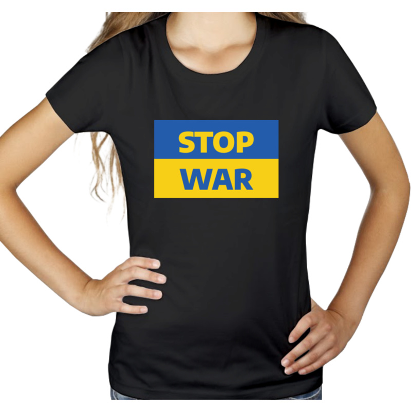 Stop War Ukraina - Damska Koszulka Czarna