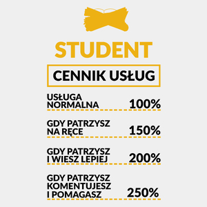 Student - Cennik Usług - Męska Koszulka Biała