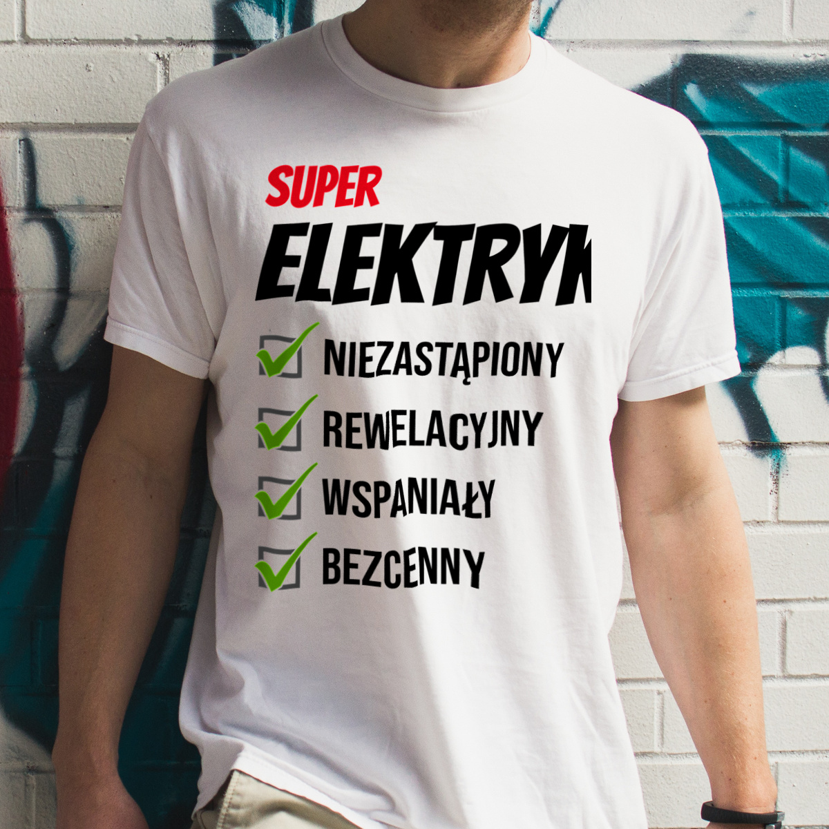 Super Elektryk Niezastąpiony - Męska Koszulka Biała