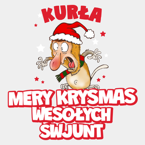 Świąteczny Nosacz Mery Krysmas Wesołych - Męska Koszulka Biała