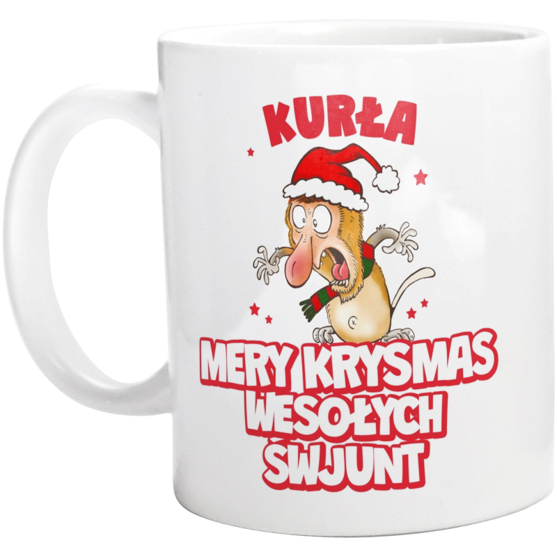 Świąteczny Nosacz Mery Krysmas Wesołych - Kubek Biały