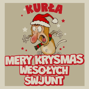 Świąteczny Nosacz Mery Krysmas Wesołych - Torba Na Zakupy Natural