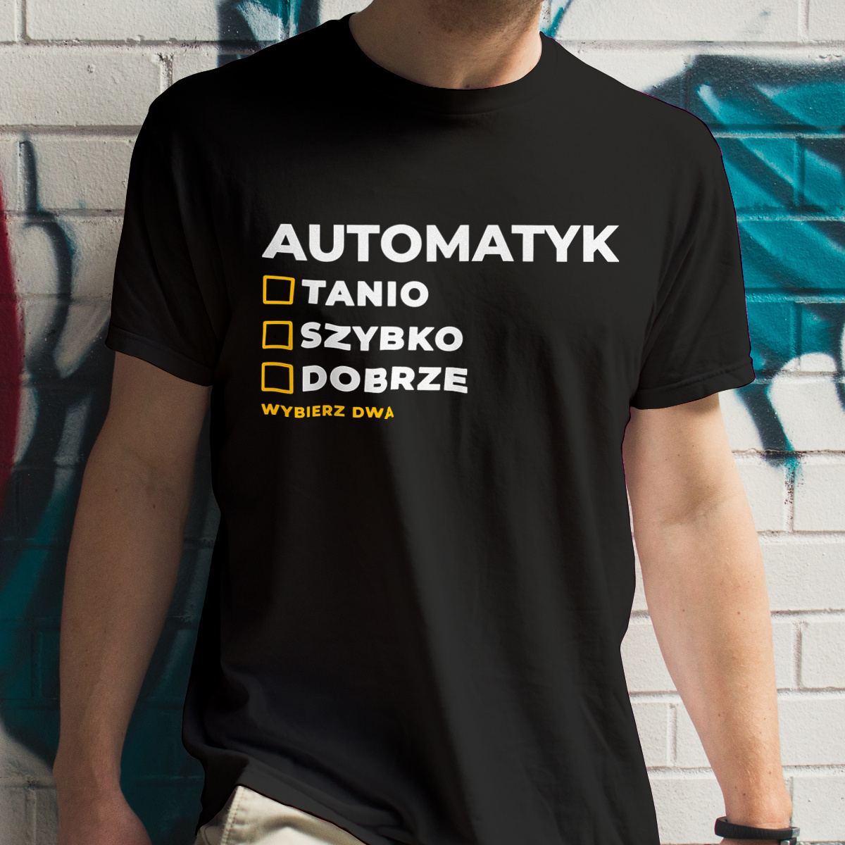 Szybko Tanio Dobrze Automatyk - Męska Koszulka Czarna