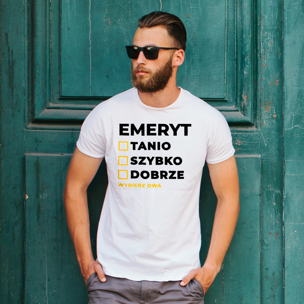 Szybko Tanio Dobrze Emeryt - Męska Koszulka Biała