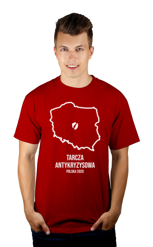 Tarcza Antykryzysowa 2020 - Męska Koszulka Czerwona