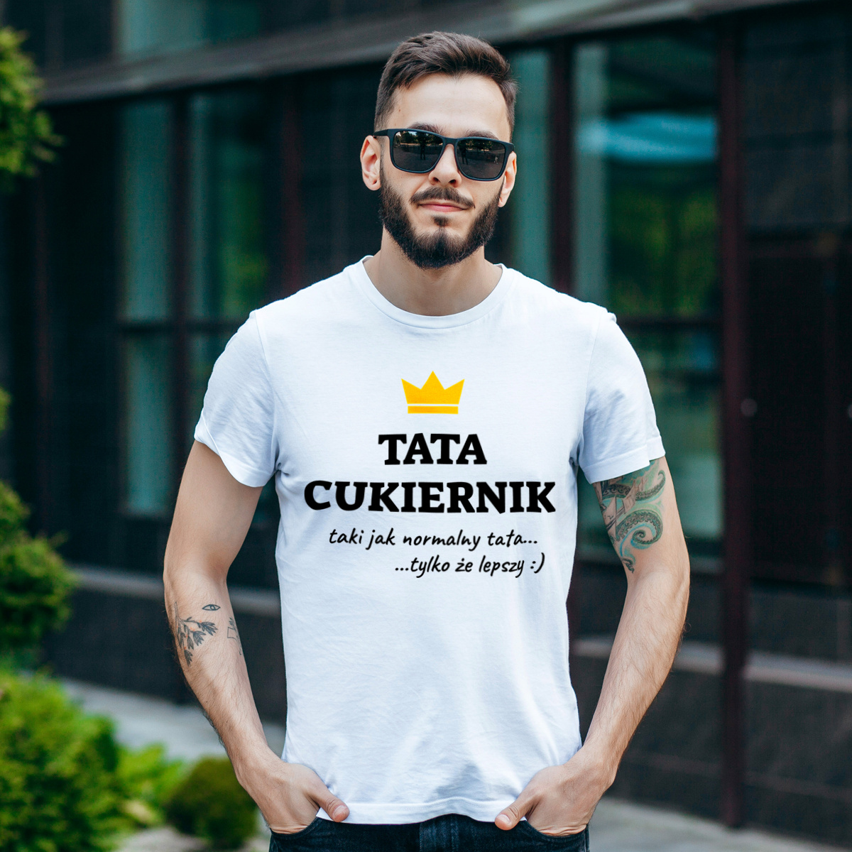 Tata Cukiernik Lepszy - Męska Koszulka Biała