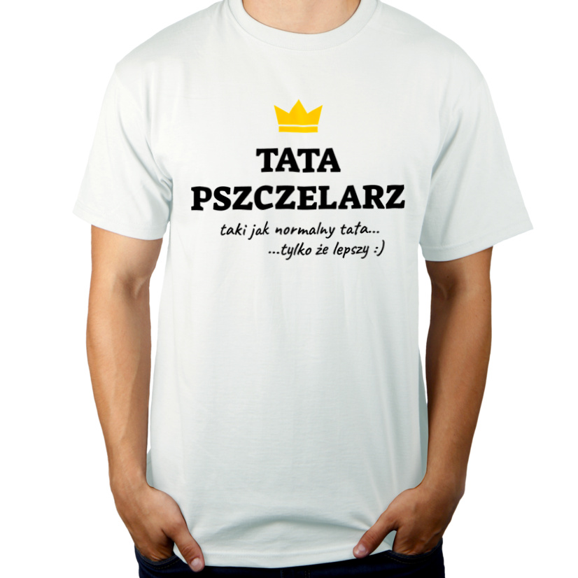 Tata Pszczelarz Lepszy - Męska Koszulka Biała