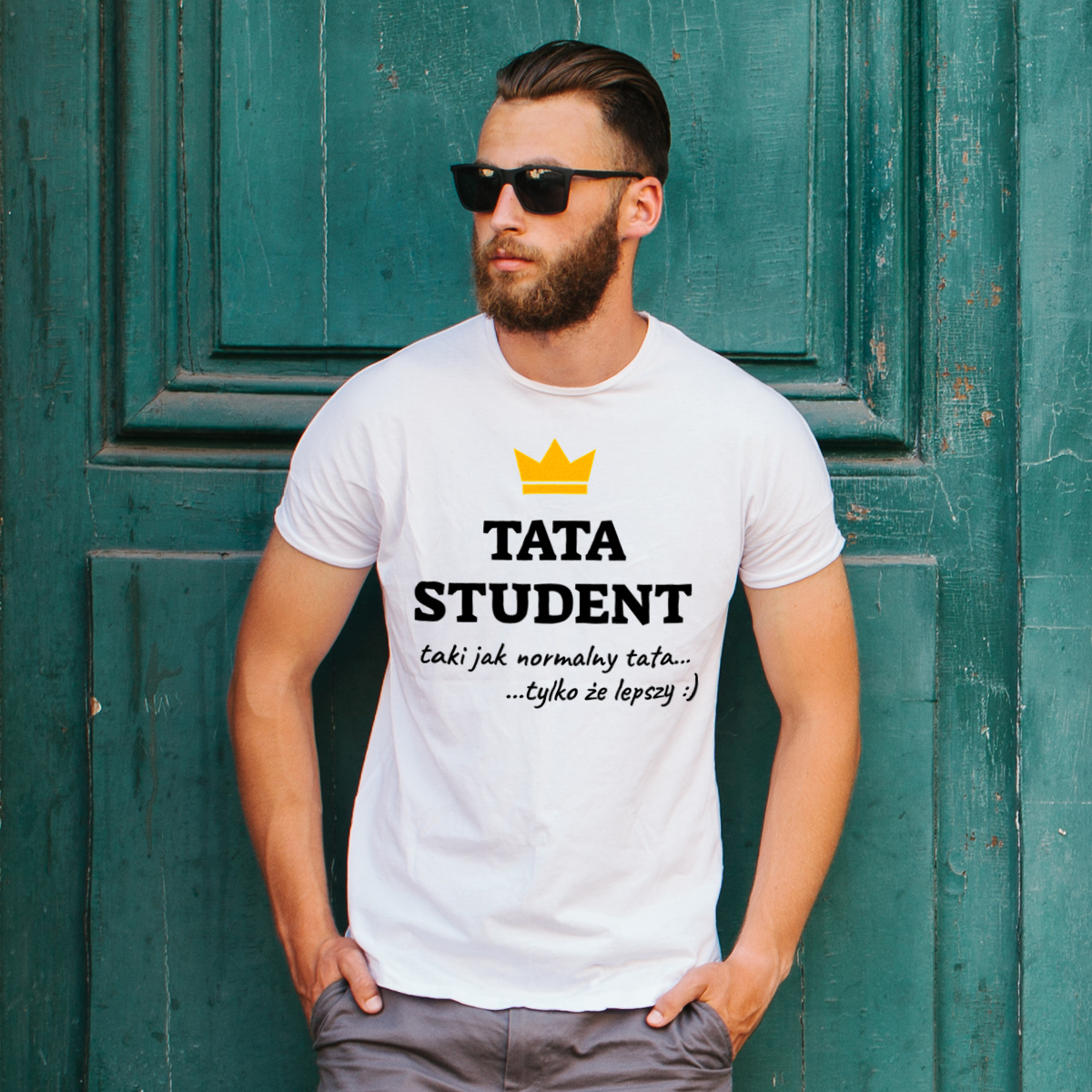 Tata Student Lepszy - Męska Koszulka Biała