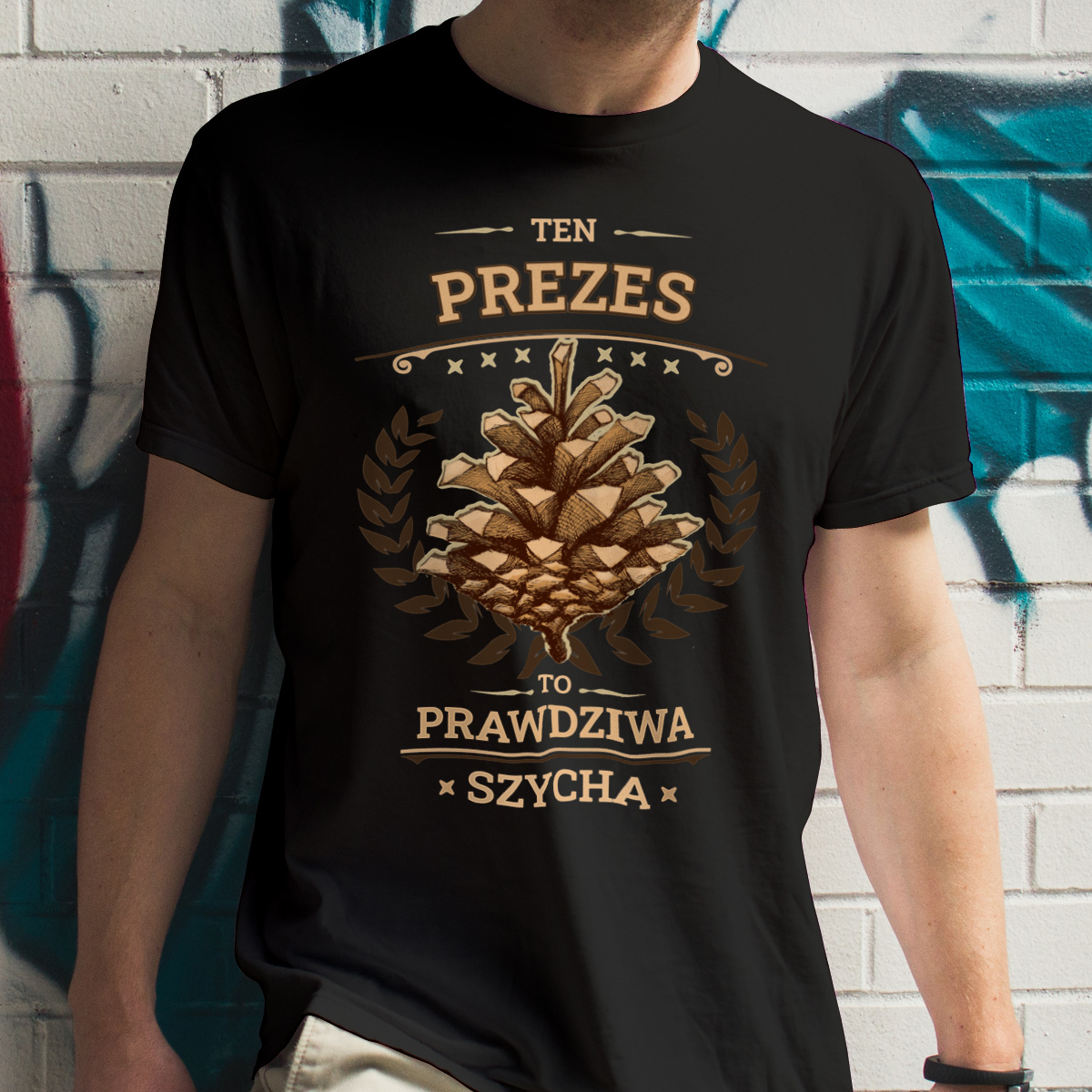 Ten Prezes To Prawdziwa Szycha - Męska Koszulka Czarna