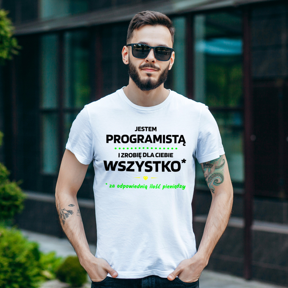 Ten Programista Zrobi Dla Ciebie Wszystko - Męska Koszulka Biała
