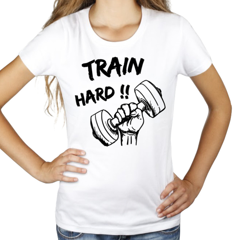 Train Hard - Damska Koszulka Biała