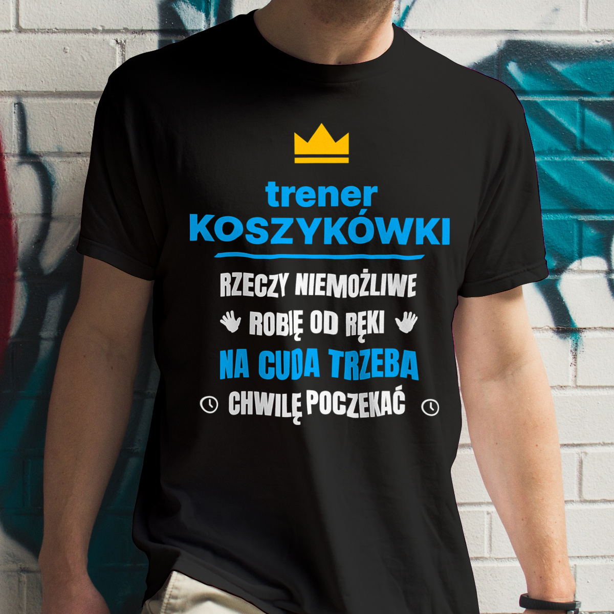 Trener Koszykówki Rzeczy Niemożliwe Robię Od Ręki - Męska Koszulka Czarna