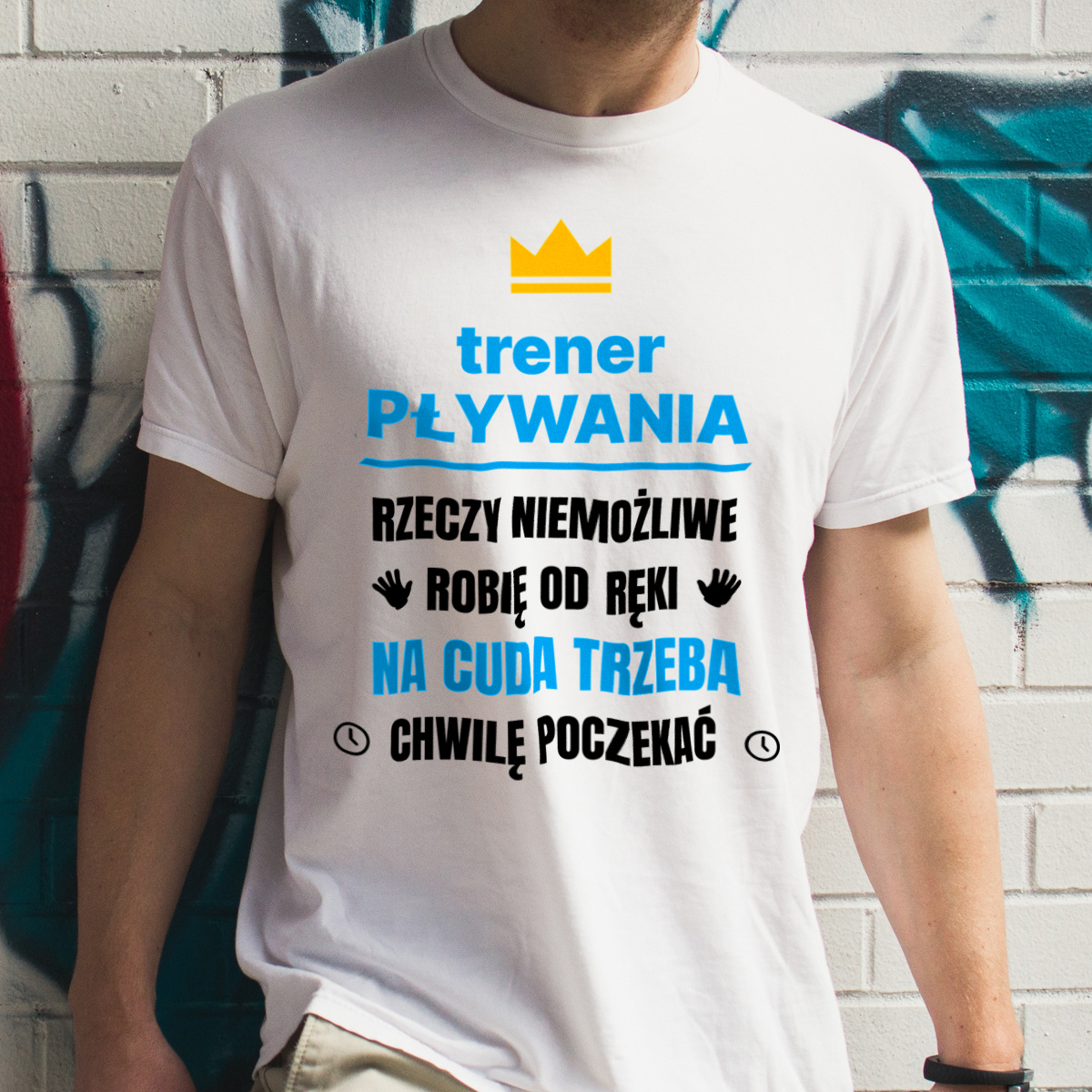 Trener Pływania Rzeczy Niemożliwe Robię Od Ręki - Męska Koszulka Biała